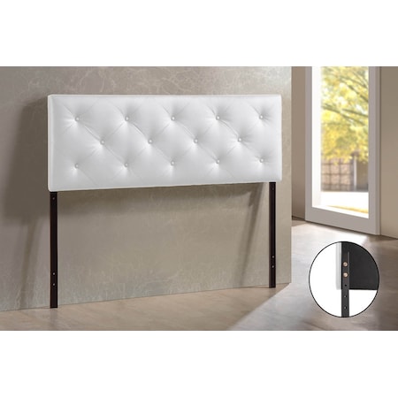 Baxton Studio Baltimore Modern Queen White Faux Leather Upholstered Headboard 106-5363